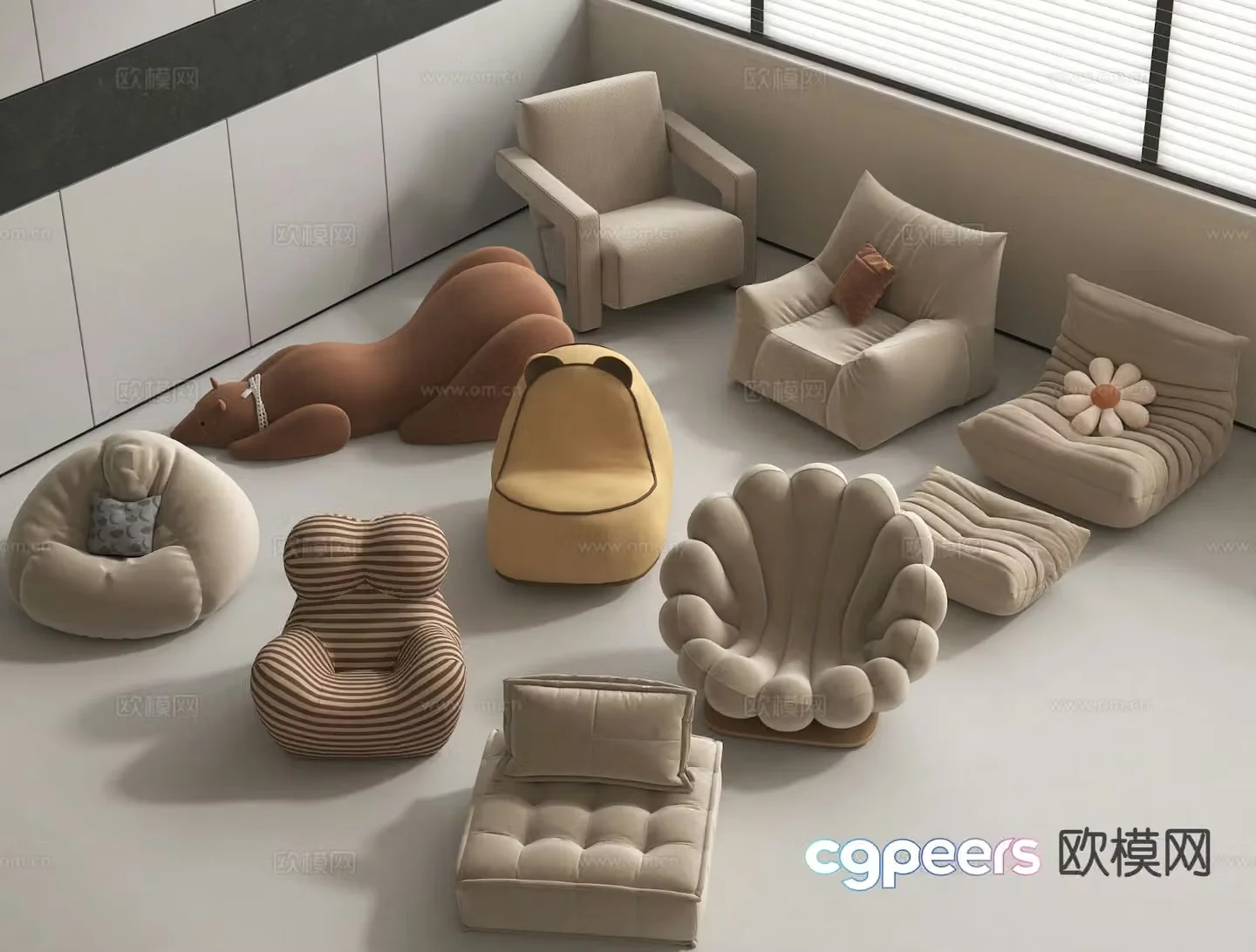 Modern beanbag sofa 3d model