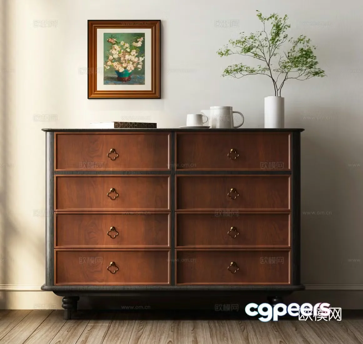 American chest of drawers American decorative cabinet American side cabinet American end view cabinet 3D model