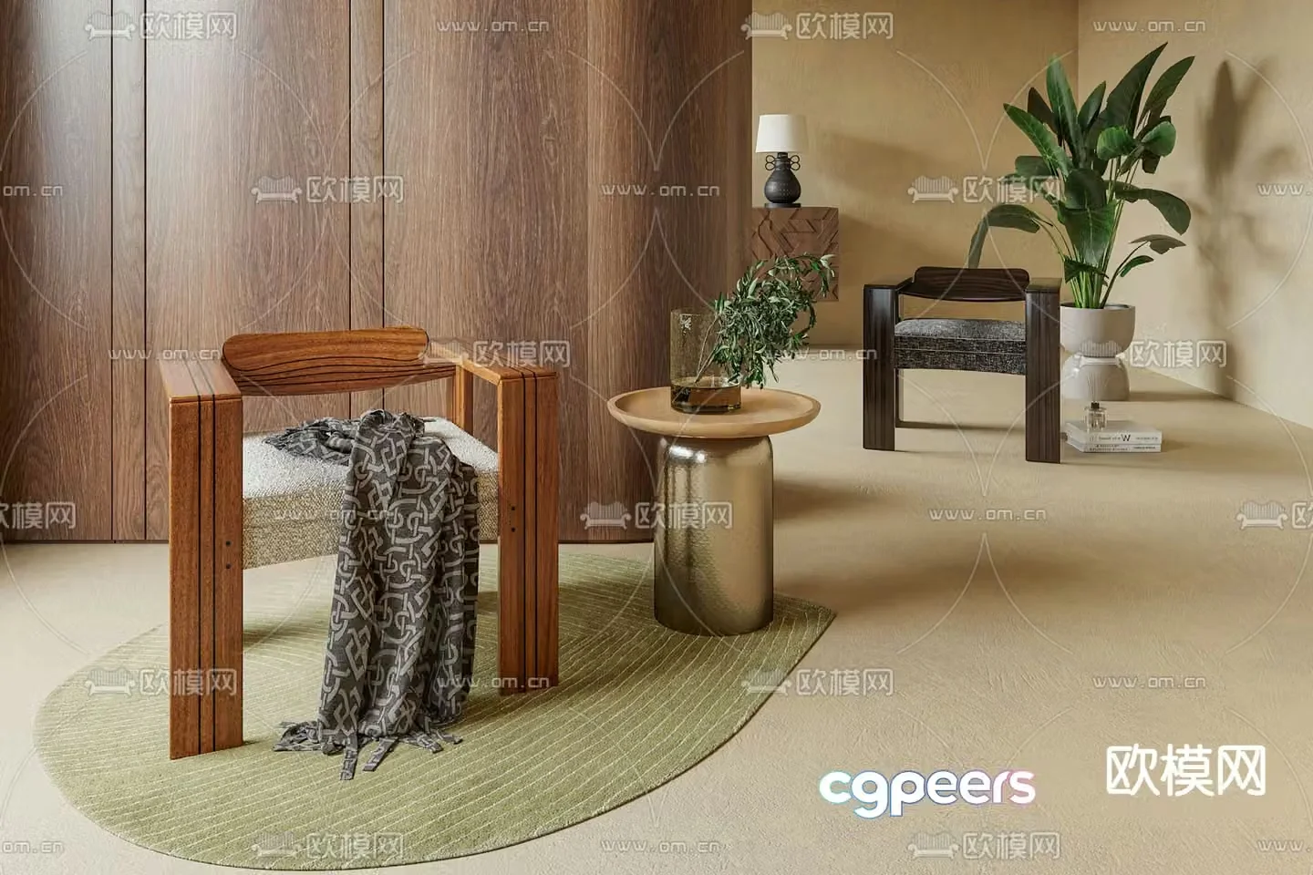 Minotti lounge chair single chair 3d model