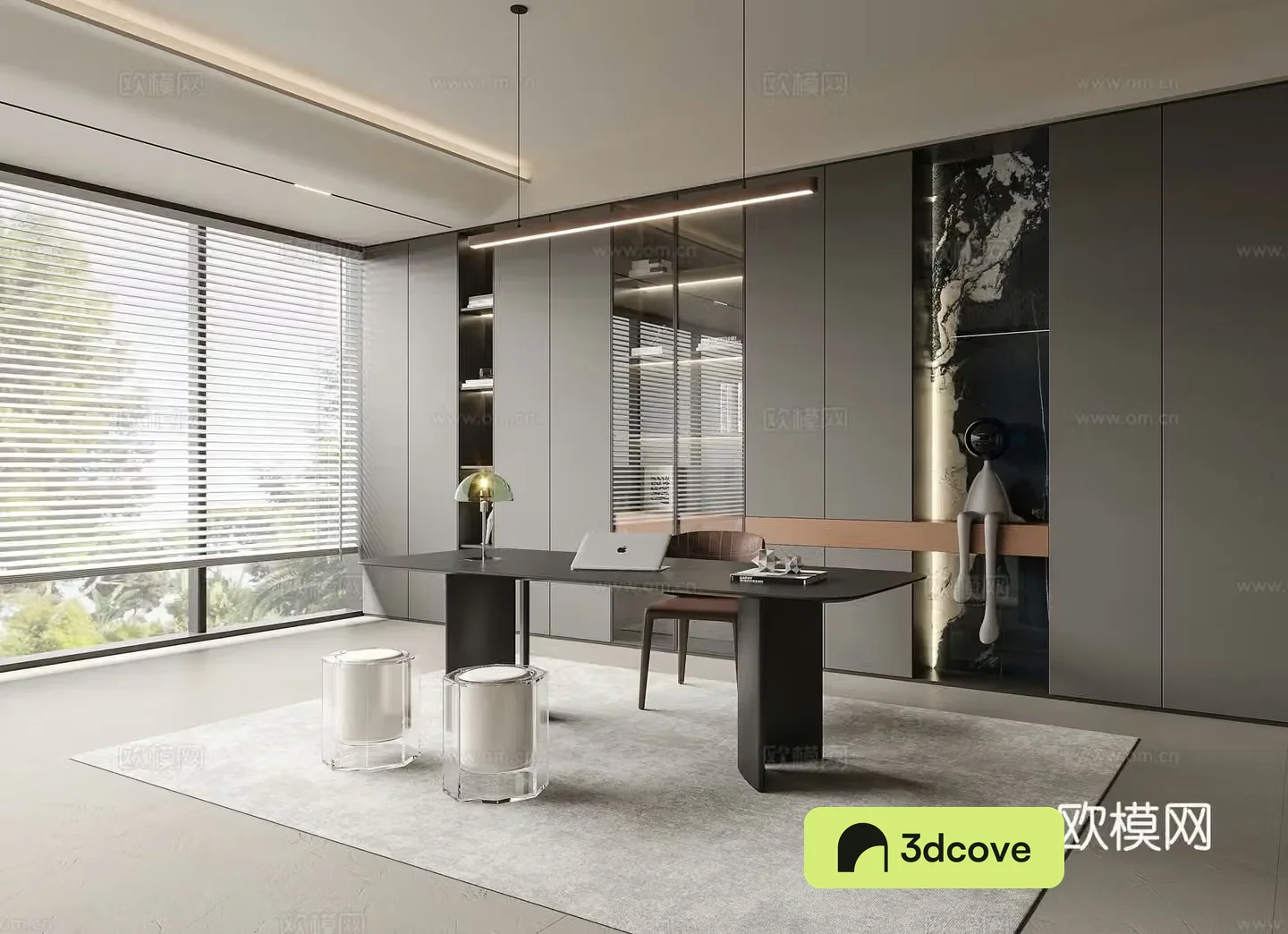 Modern light luxury study room