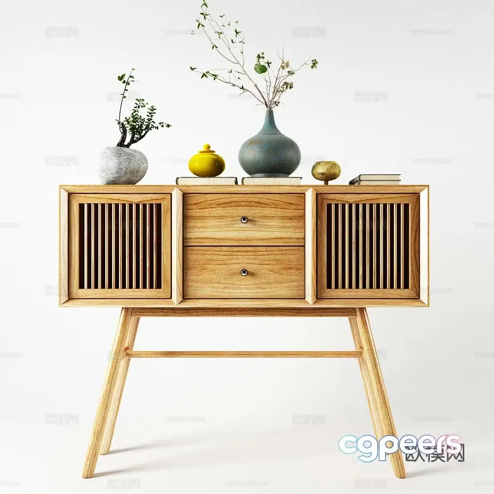 Modern side cabinet decoration cabinet accessories 3d model