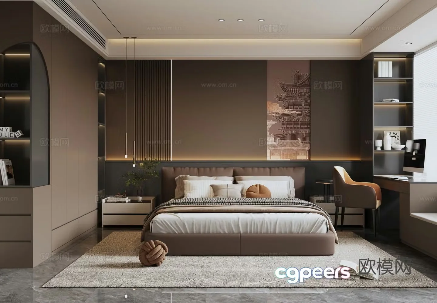 Modern Italian home bedroom 3d model