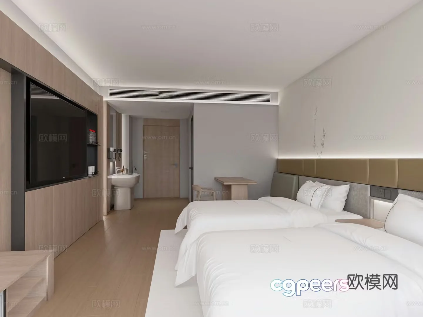 Modern Hotel House Express Hotel Double bed 3D model