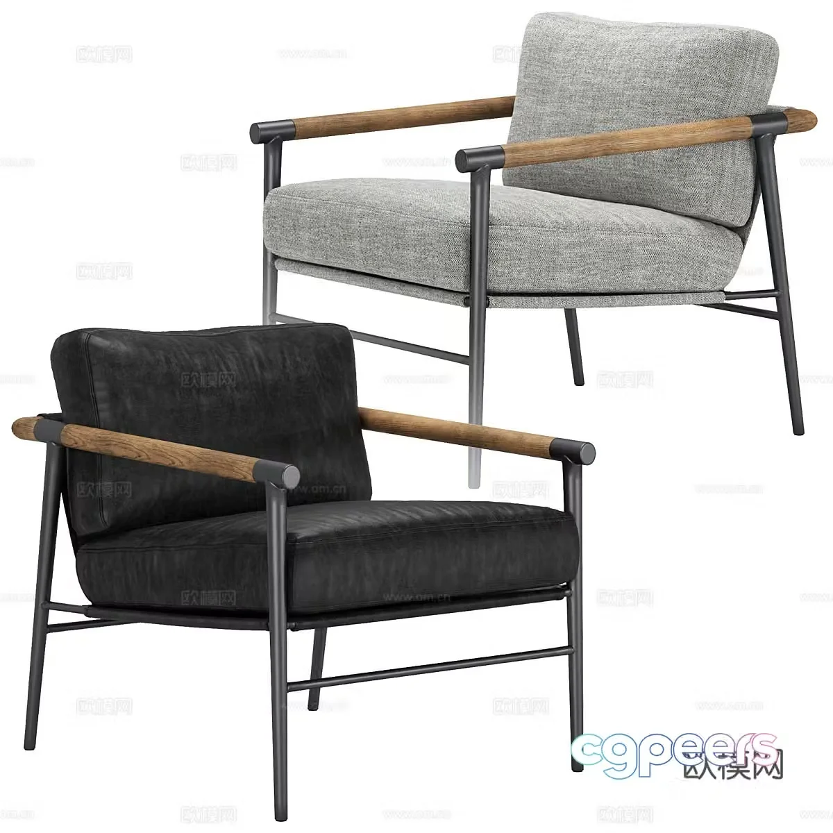 Light luxury leisure chair leather single chair leather leisure chair leather armchair leather backrest chair leather 3d model