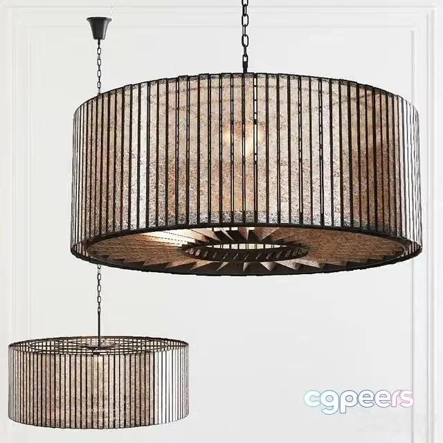 3ds Max Free – Restoration Hardware VITTI MIRRORED DRUM CHANDELIER 36 Iron