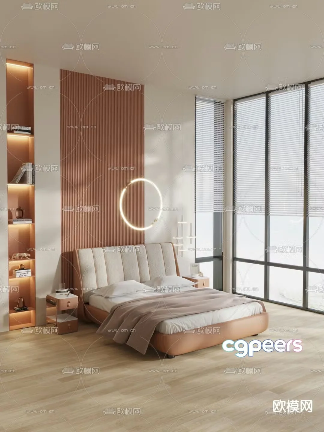Modern double bed 3d model
