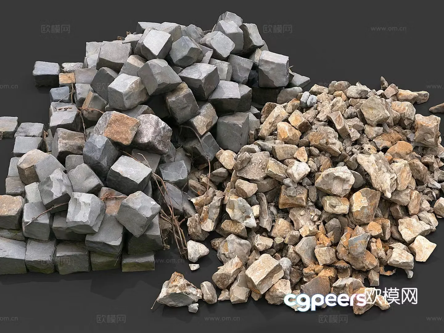 stone stone brick brick broken brick 3d model