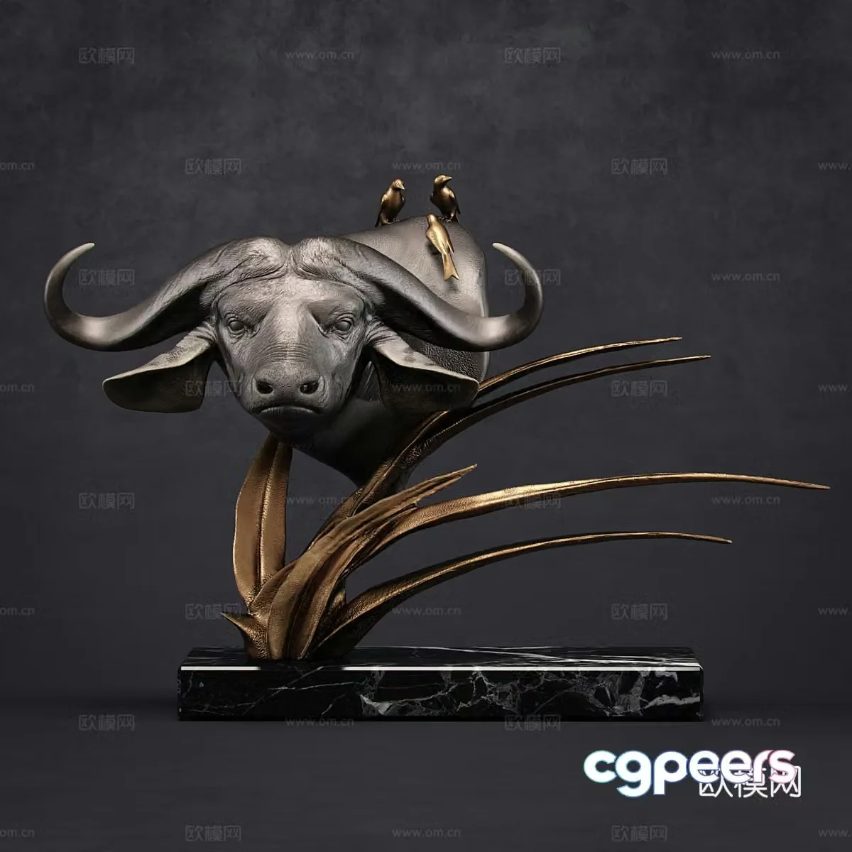 Bull Head Sculpture 3d Model