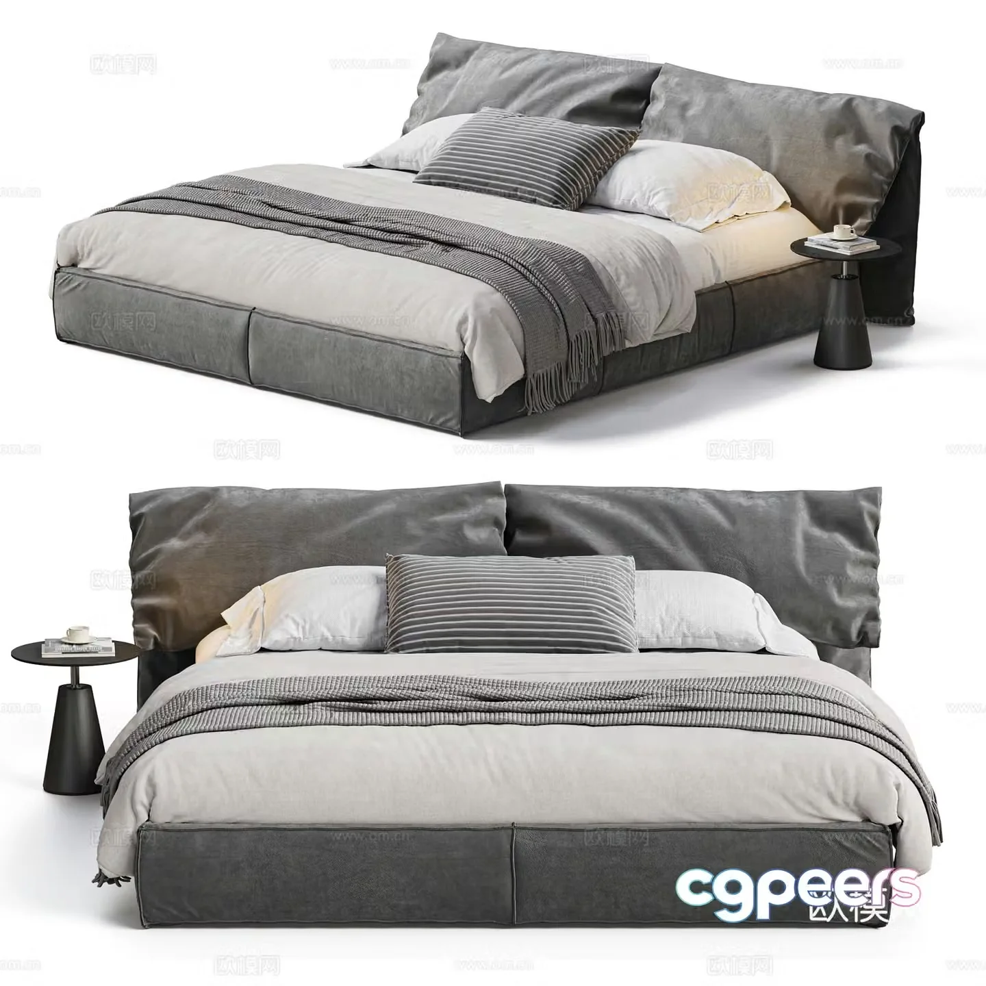 BAXTER Elephant Ear Double Bed Double Bed Bed Bedding Bedding Bed Italian Double Bed 3D Model