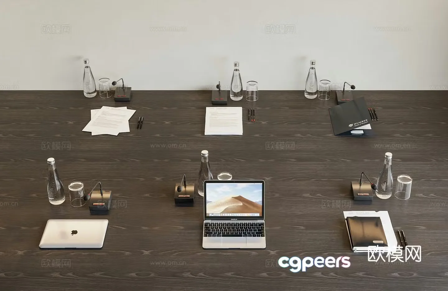 Modern office supplies combination conference table decoration office desk decoration office supplies laptop electric 3D model
