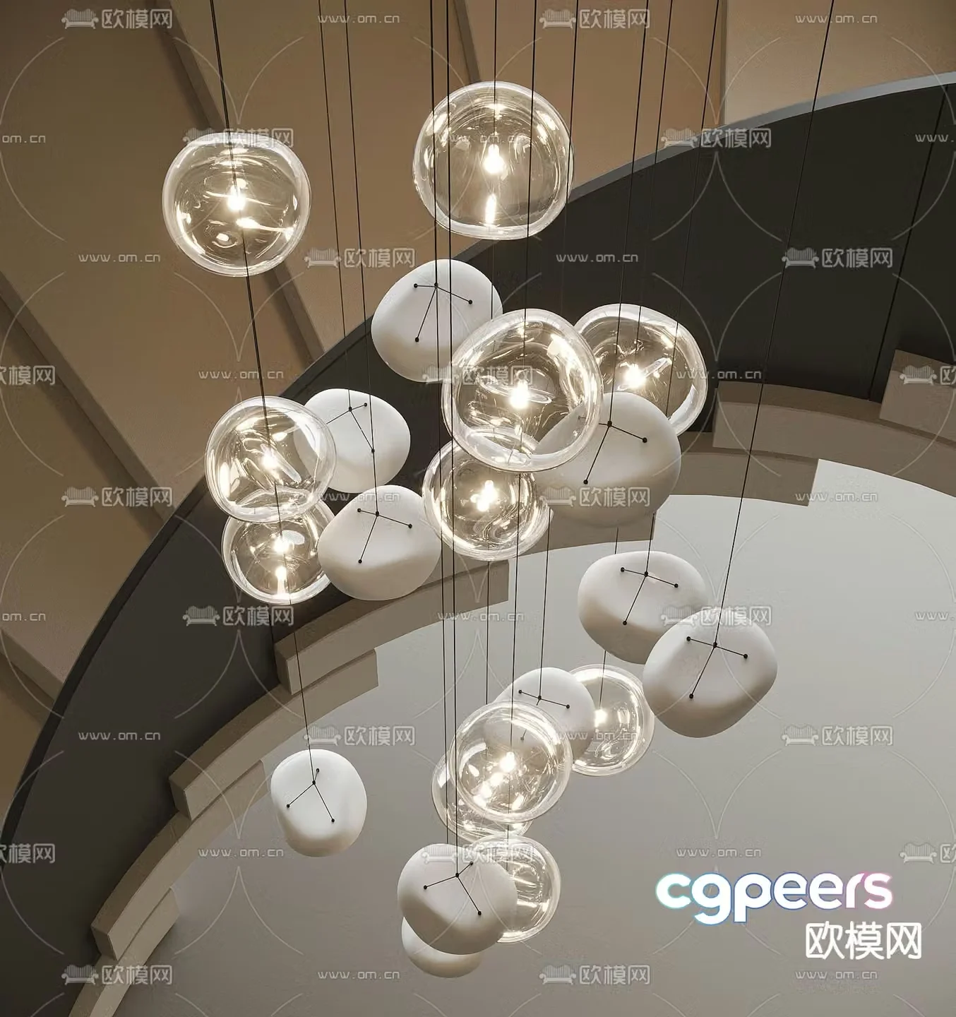 crystal lamp stair chandelier 3d model