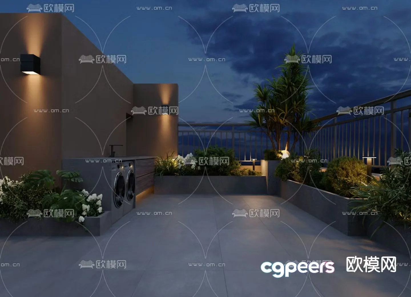 Roof Garden Courtyard Landscape 3d model