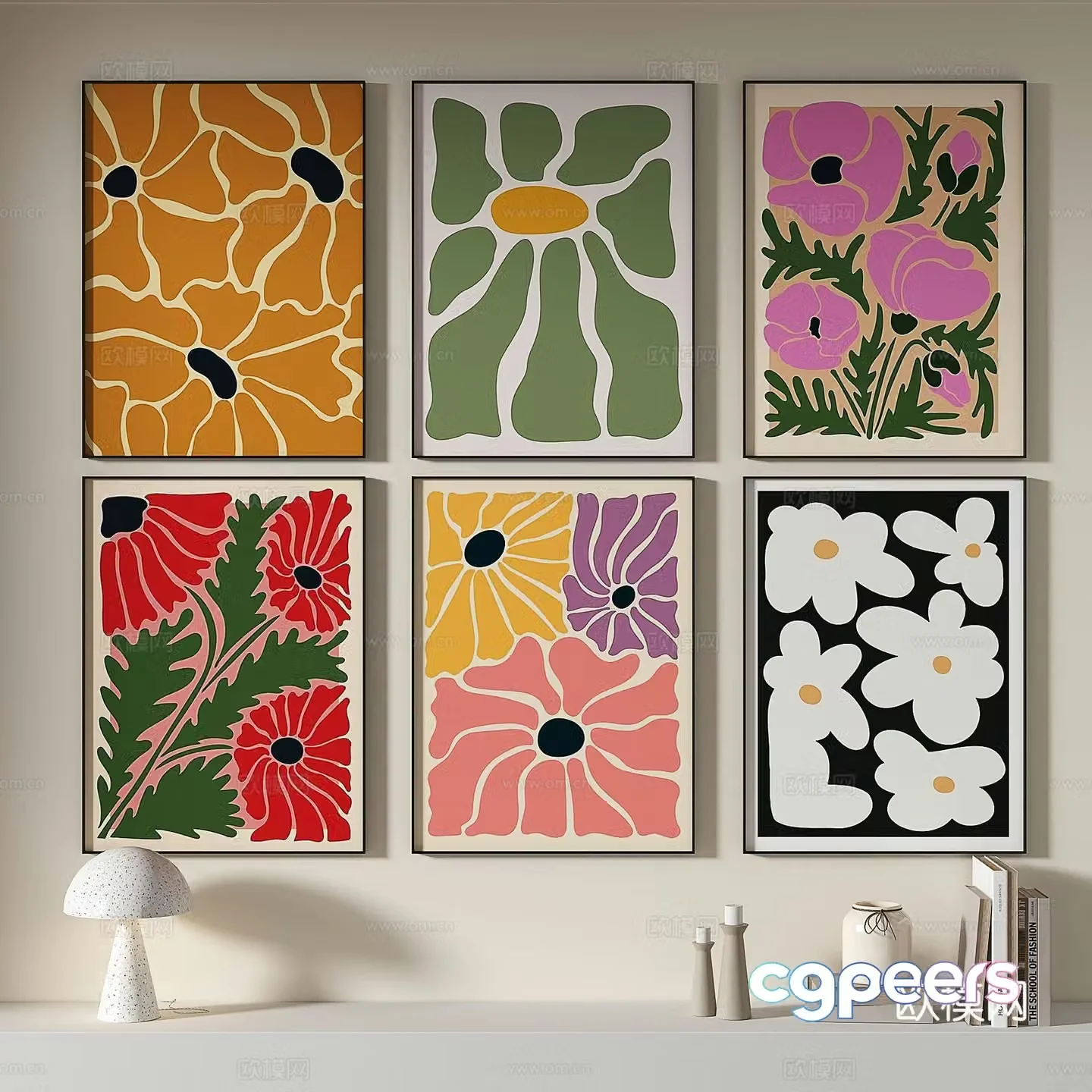 Decorative painting art painting floral hanging painting 3d model