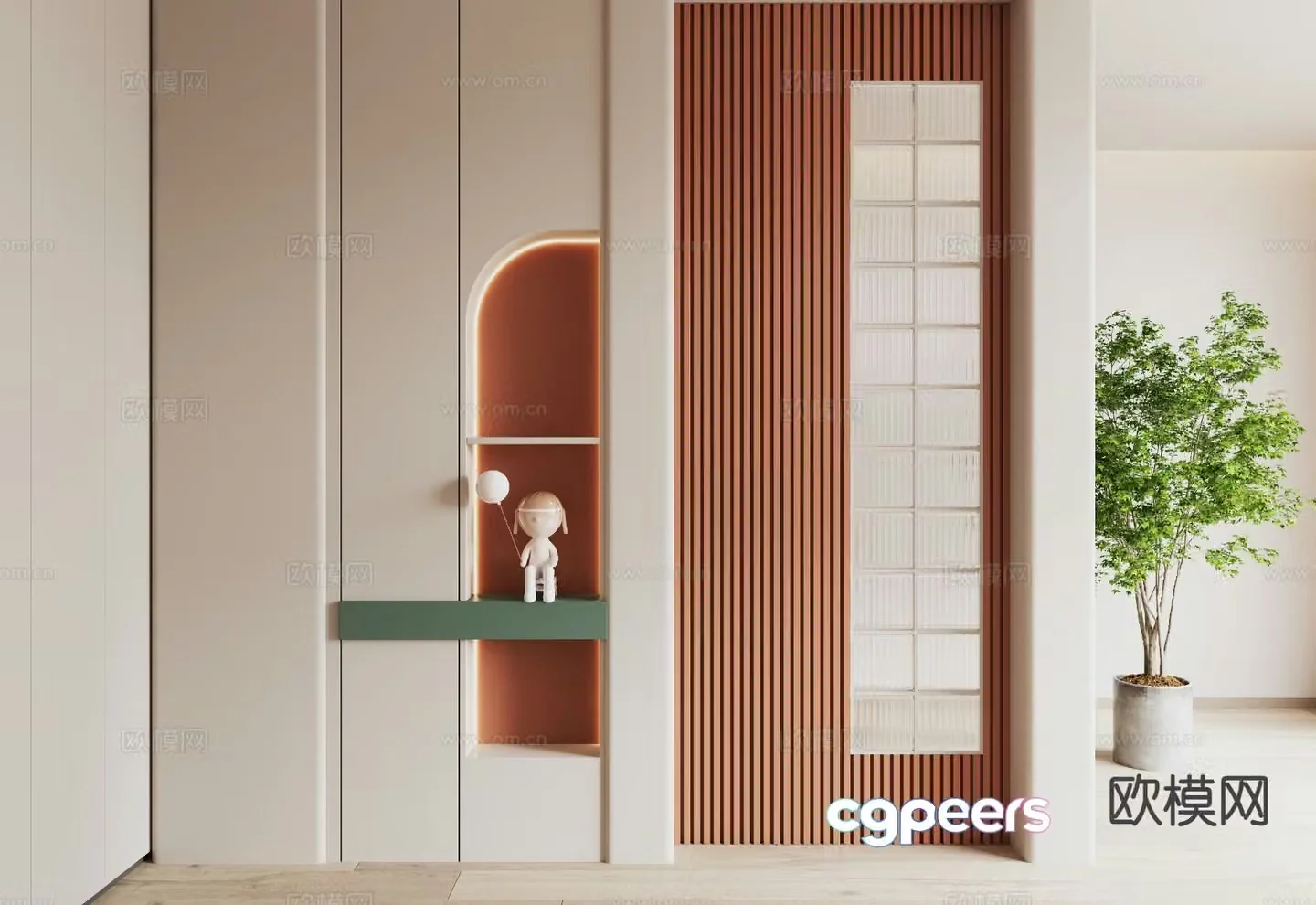 Modern entryway shoe cabinet 3D model