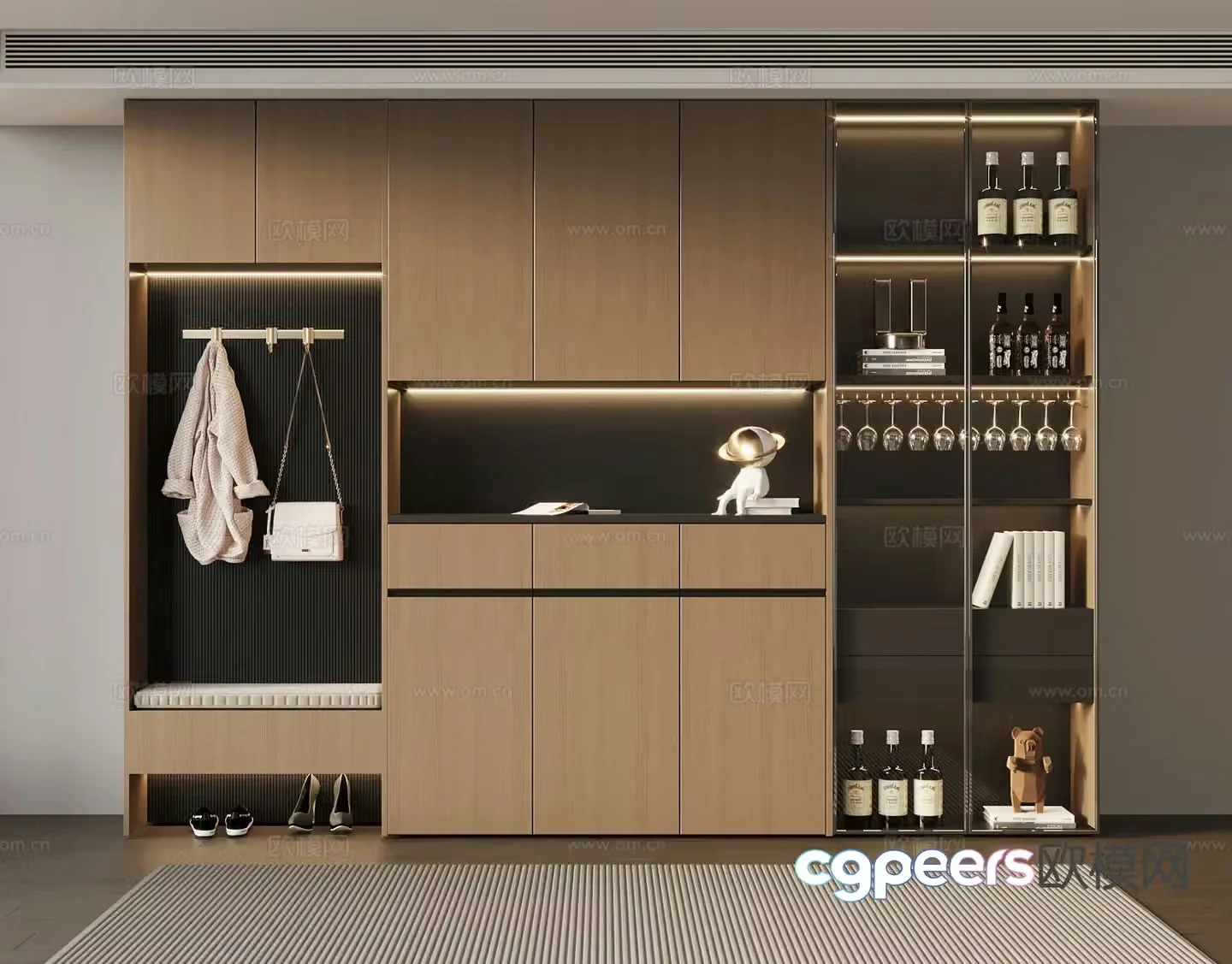 Italian style shoe cabinet home shoe cabinet entrance shoe cabinet 3D model