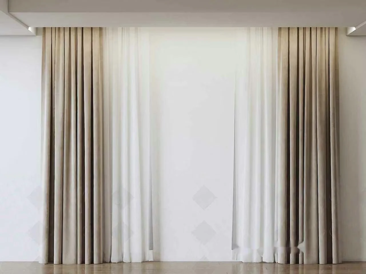 White And Beige Curtains 3D Model – 17400 – VRAY Render