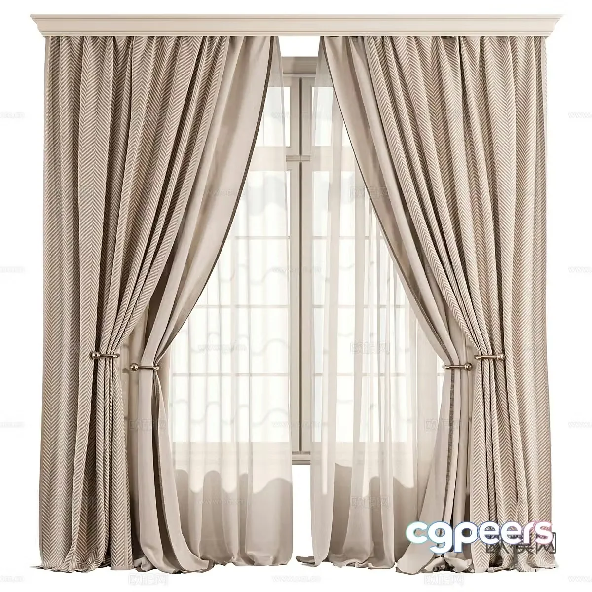 New Chinese style fabric curtain 3D model