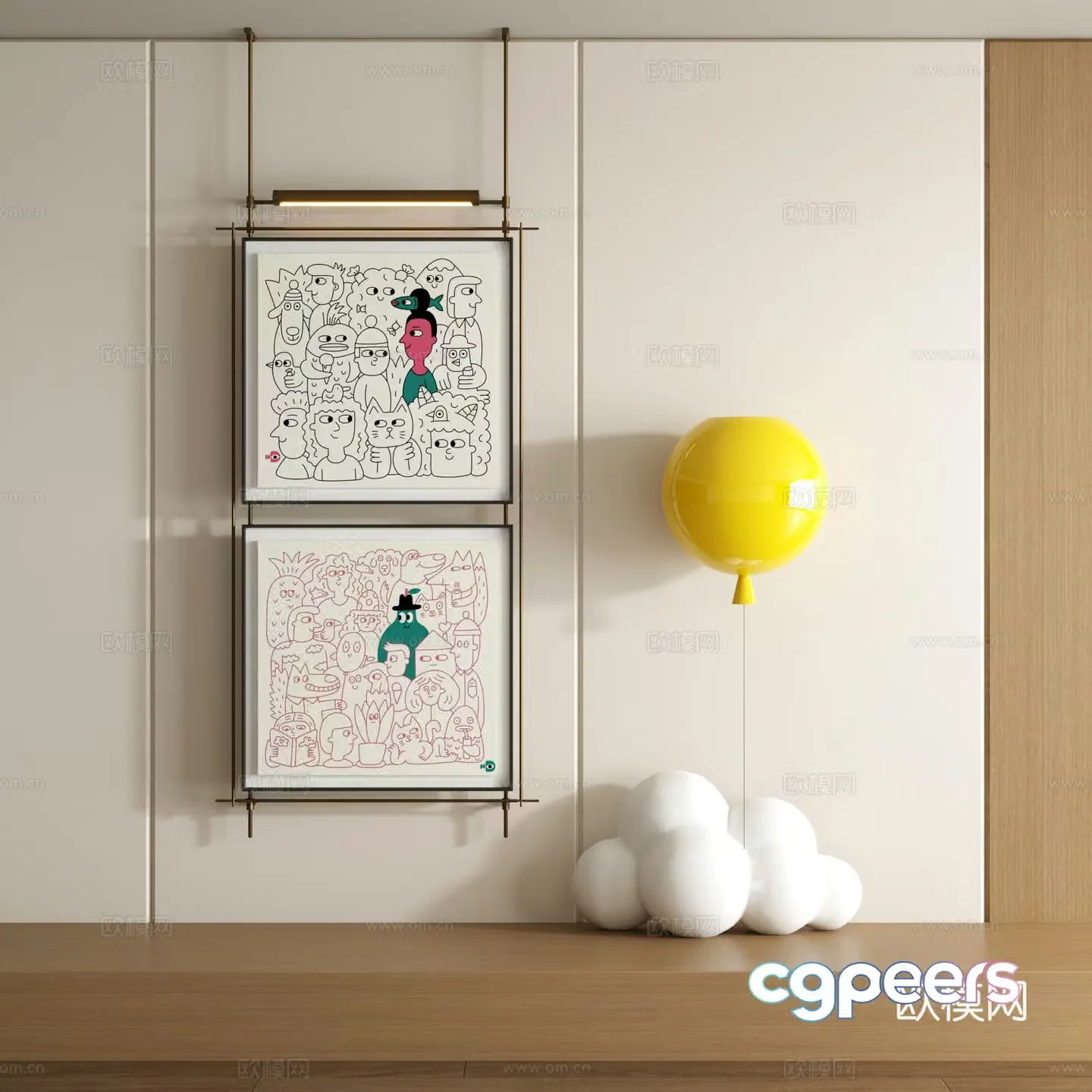 Modern graffiti decorative painting 3d model