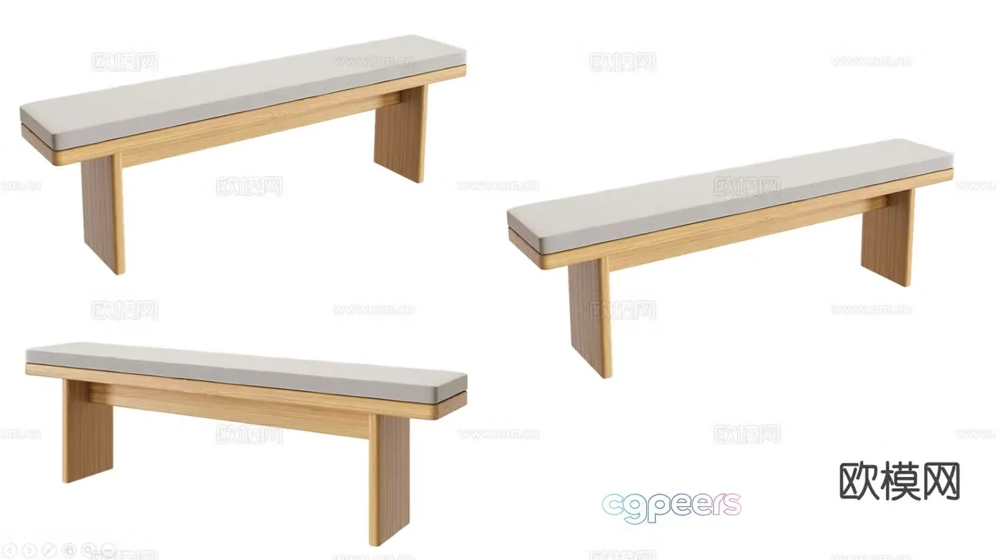 Log style stool bench bench 3d model