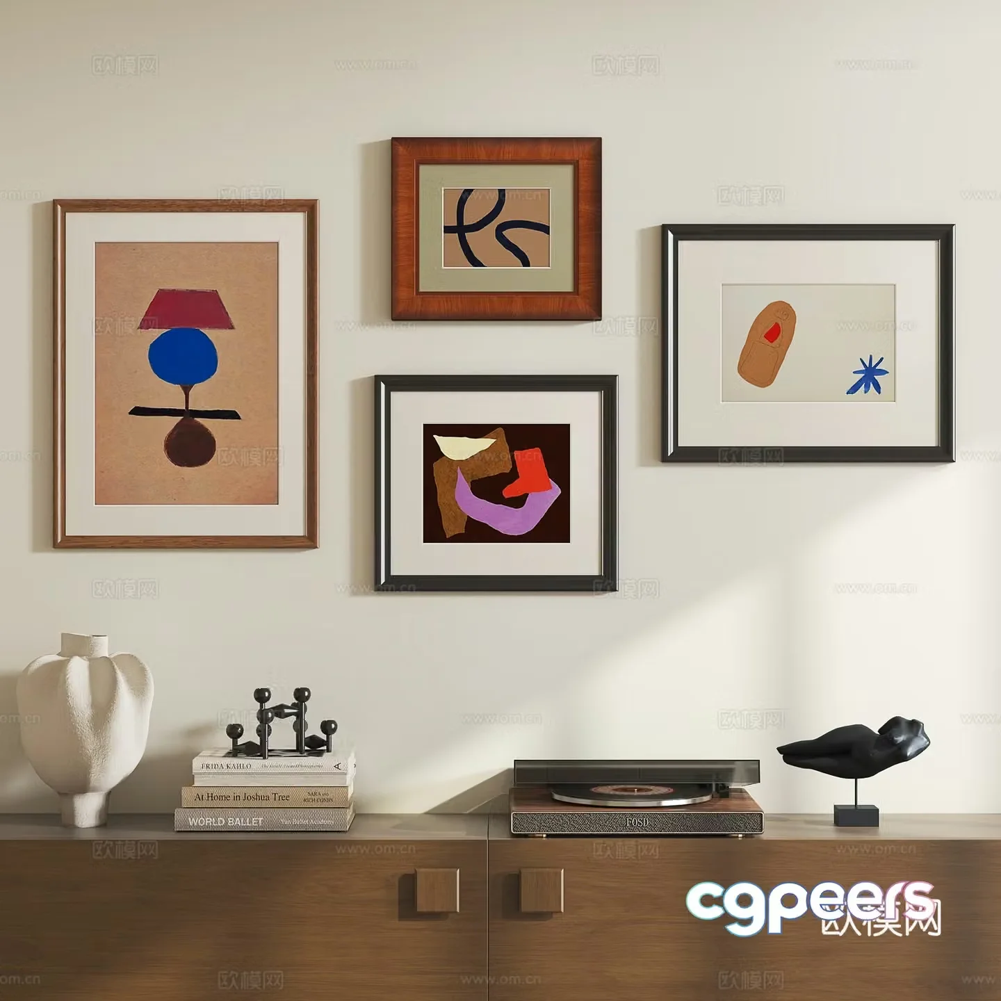 Modern medieval abstract hanging painting 3d model