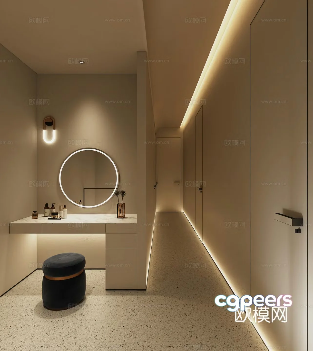 Beauty salon corridor aisle 3d model