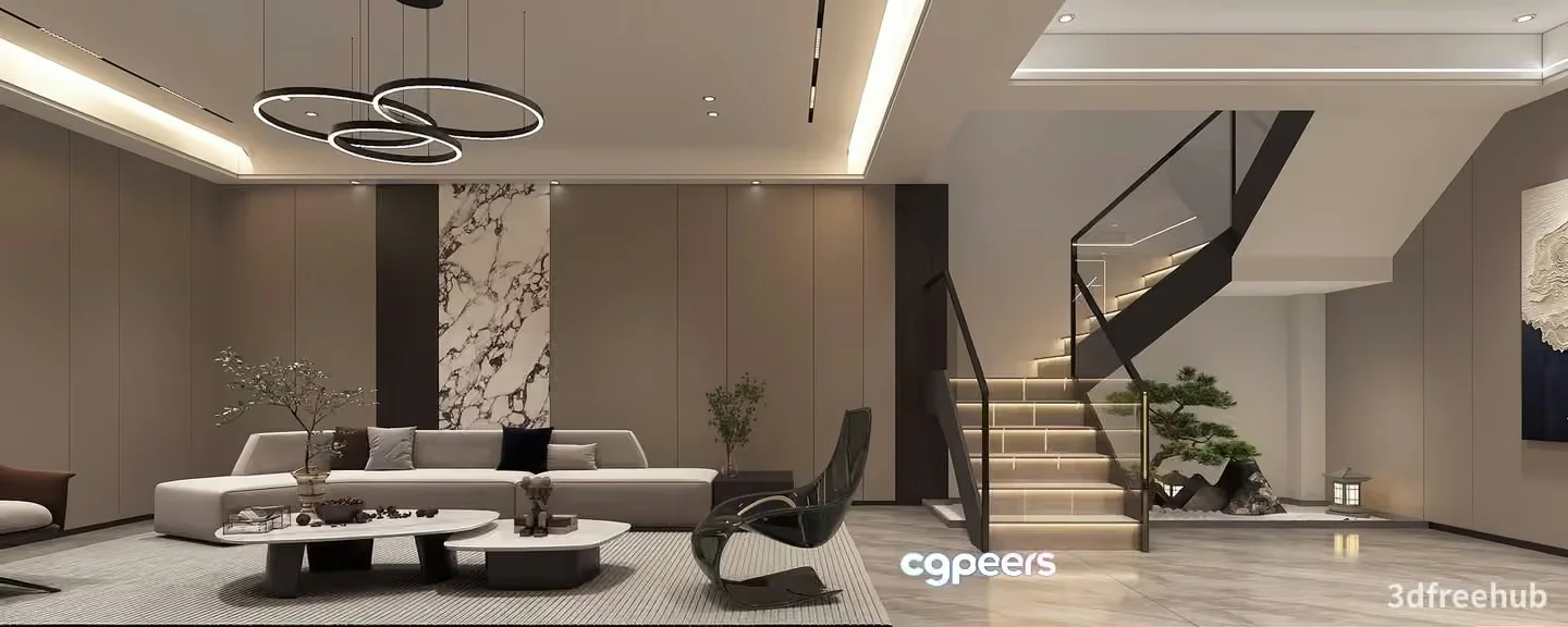 Modern Living Room 3D Model – 22234 – VRAY Render