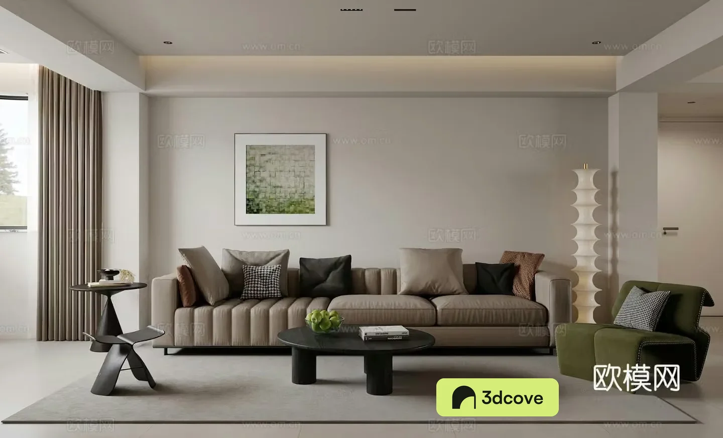Modern living room Combination sofa Floor lamp Leisure chair Modern living and dining room Simple stool