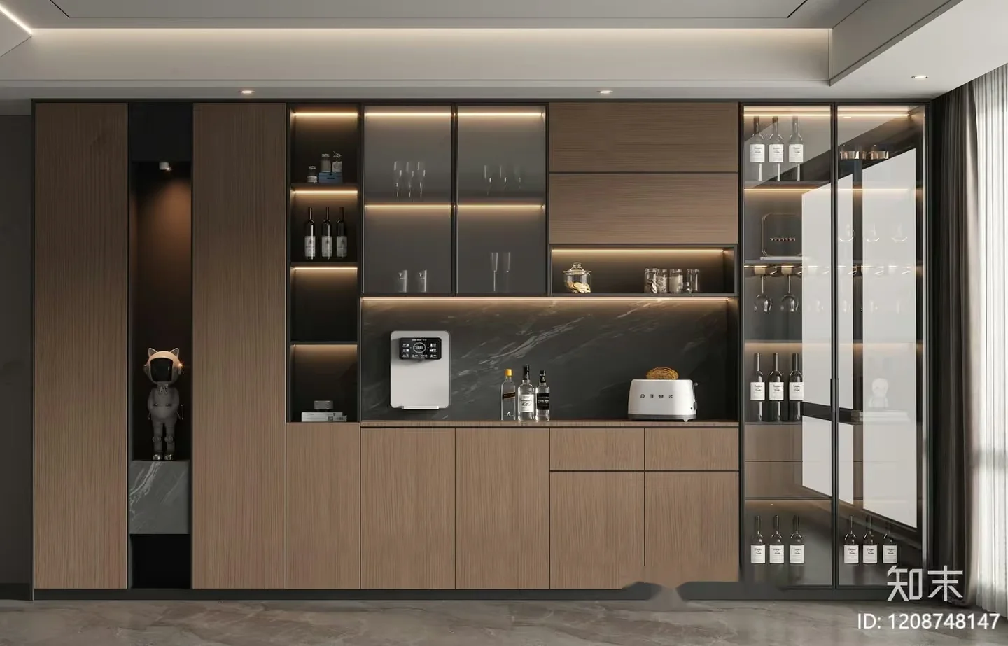 Modern Kitchen With Built-In Appliances 3D Model – 20345 – VRAY Render