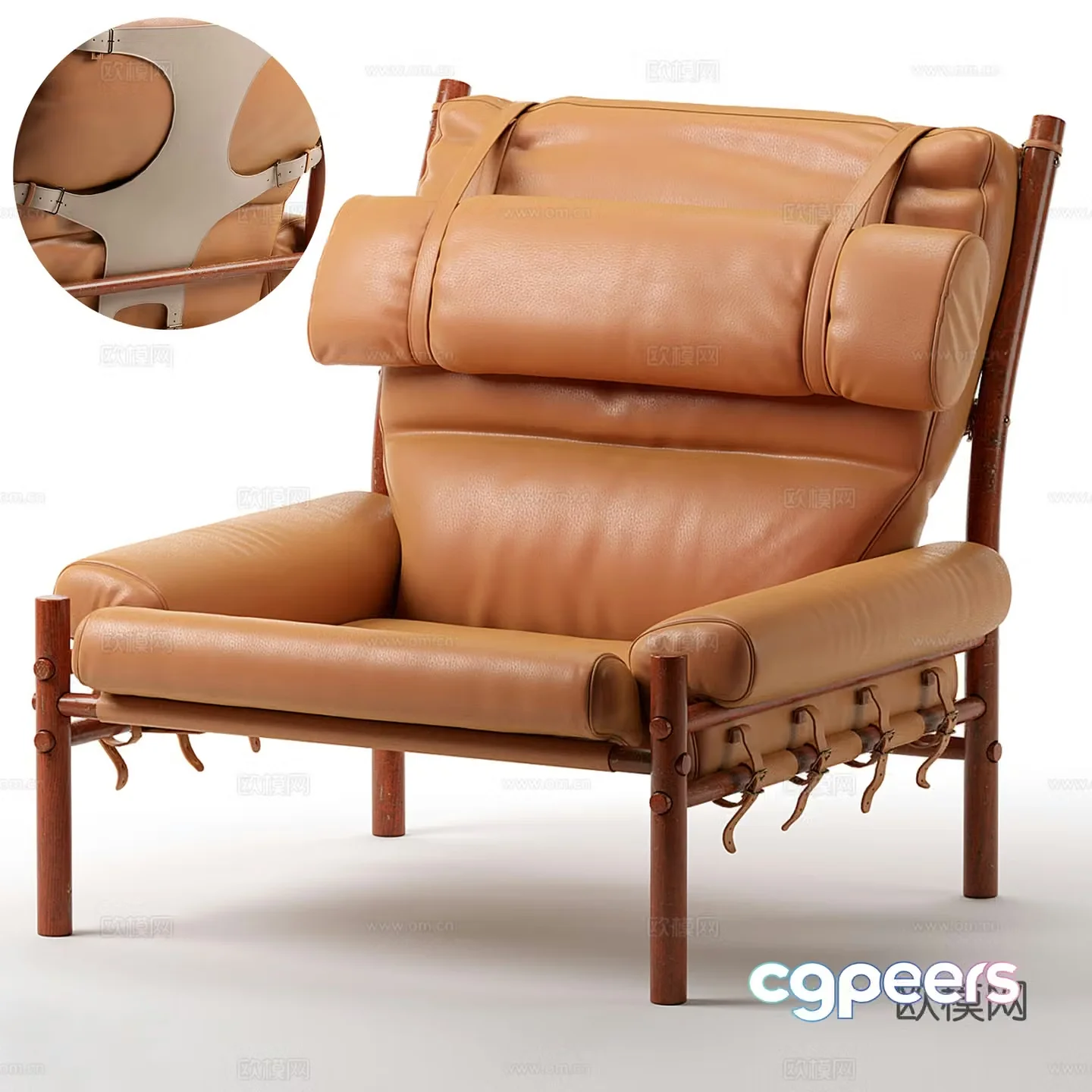 Light luxury leather leisure chair armchair 3D model