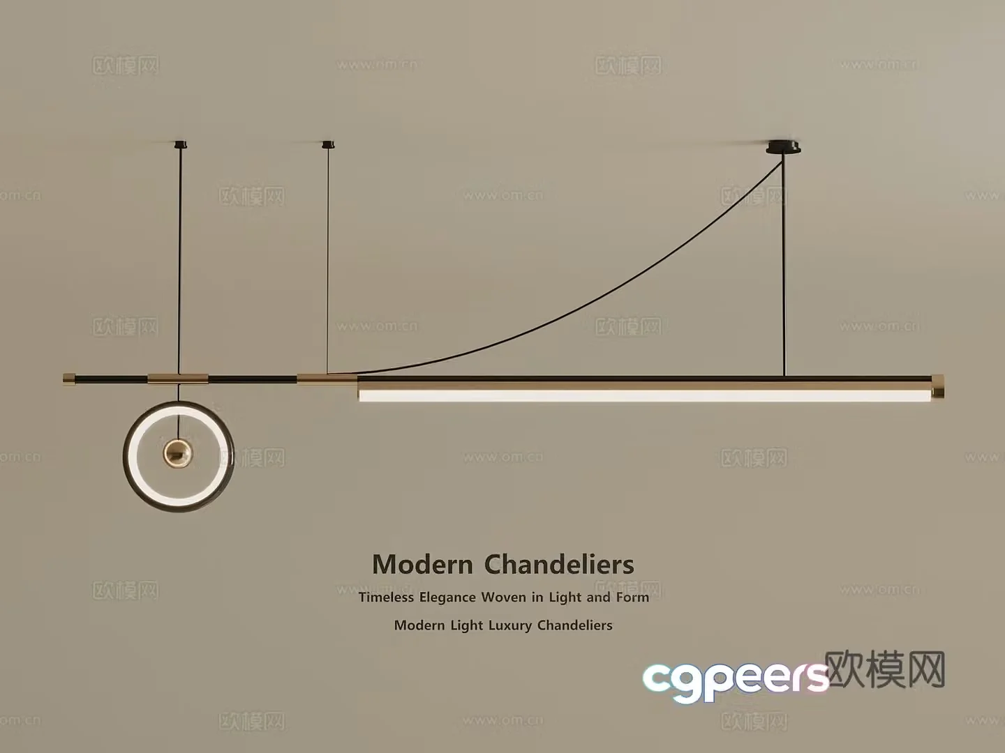 Light luxury Wasabi Chandelier Decorative Chandelier Art Chandelier Metal Chandelier Long Strip 3D Model