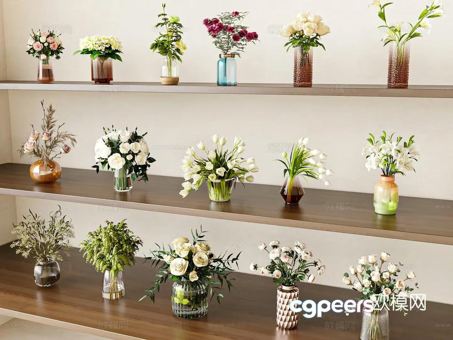 Modern flowers flower art vase flowers 3d model