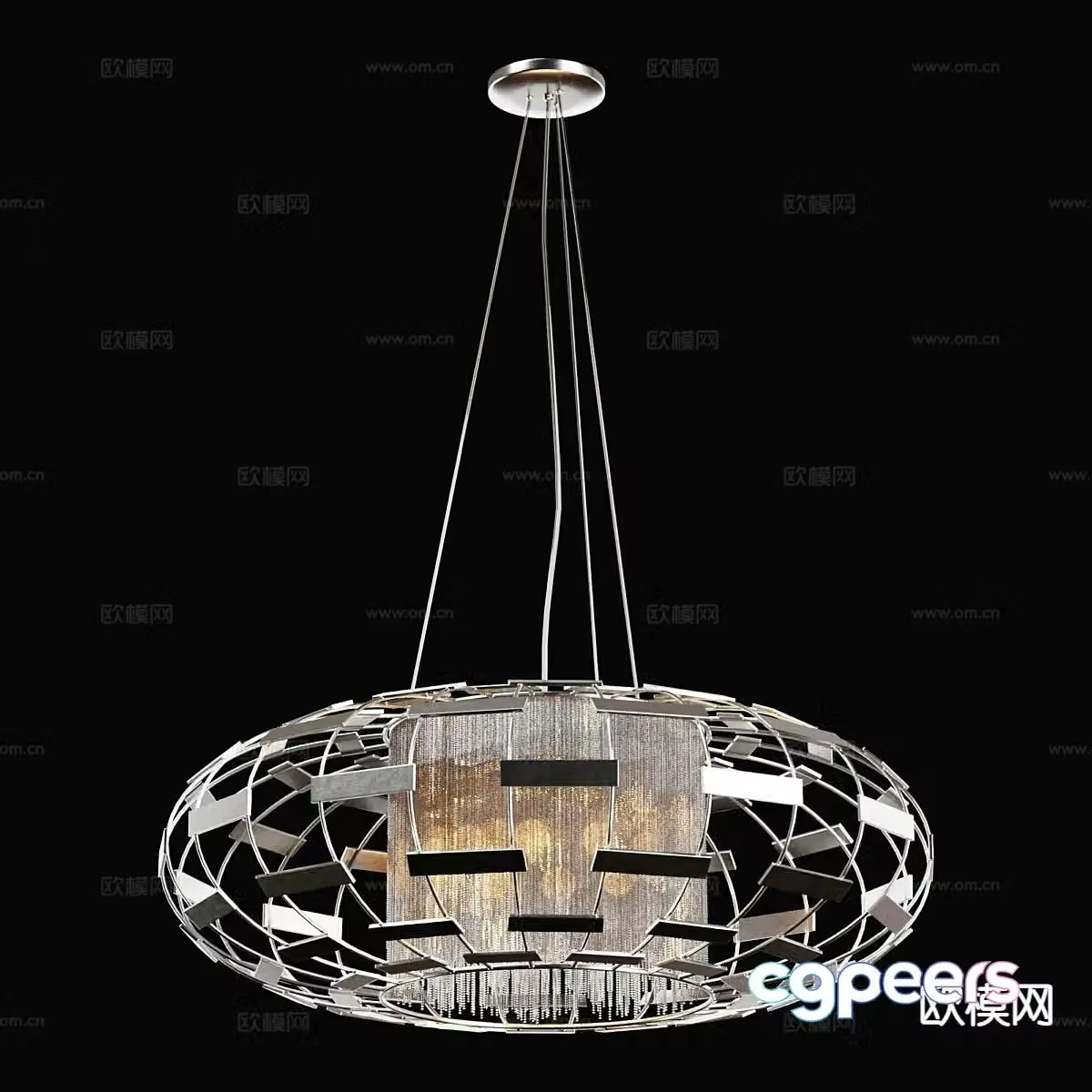 Light luxury crystal chandelier 3d model