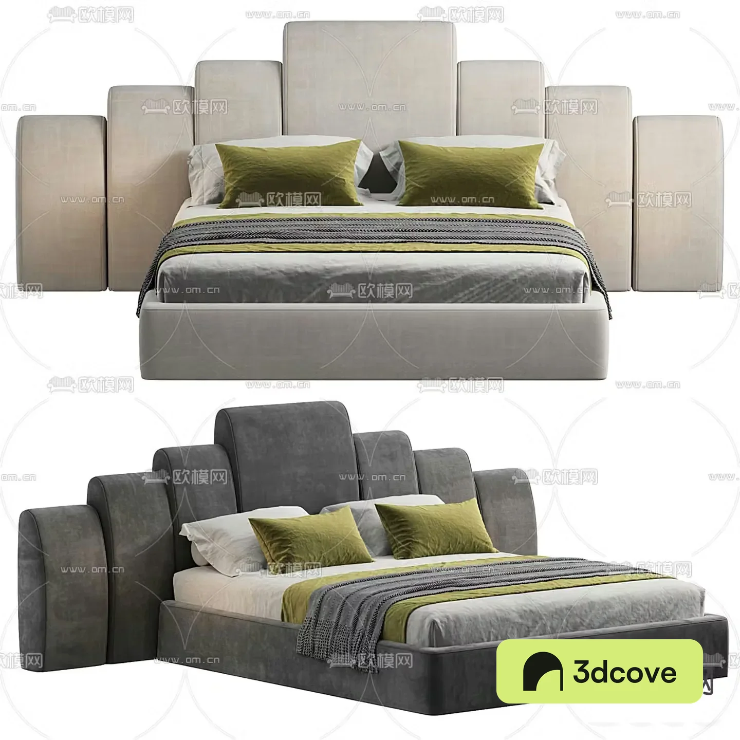 Poliform modern gray double bed