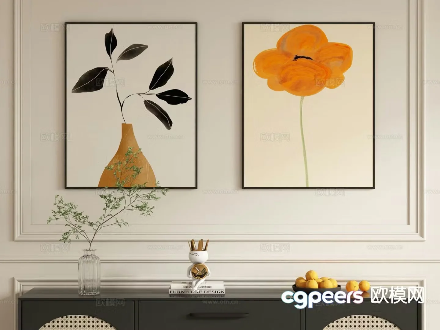 Simple geometric painting decorative painting hanging painting 3D model