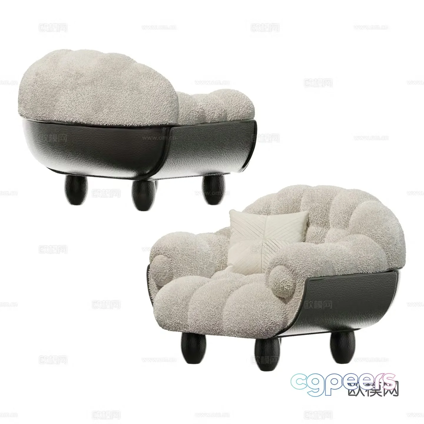 Modern cream style lounge chair 3d model