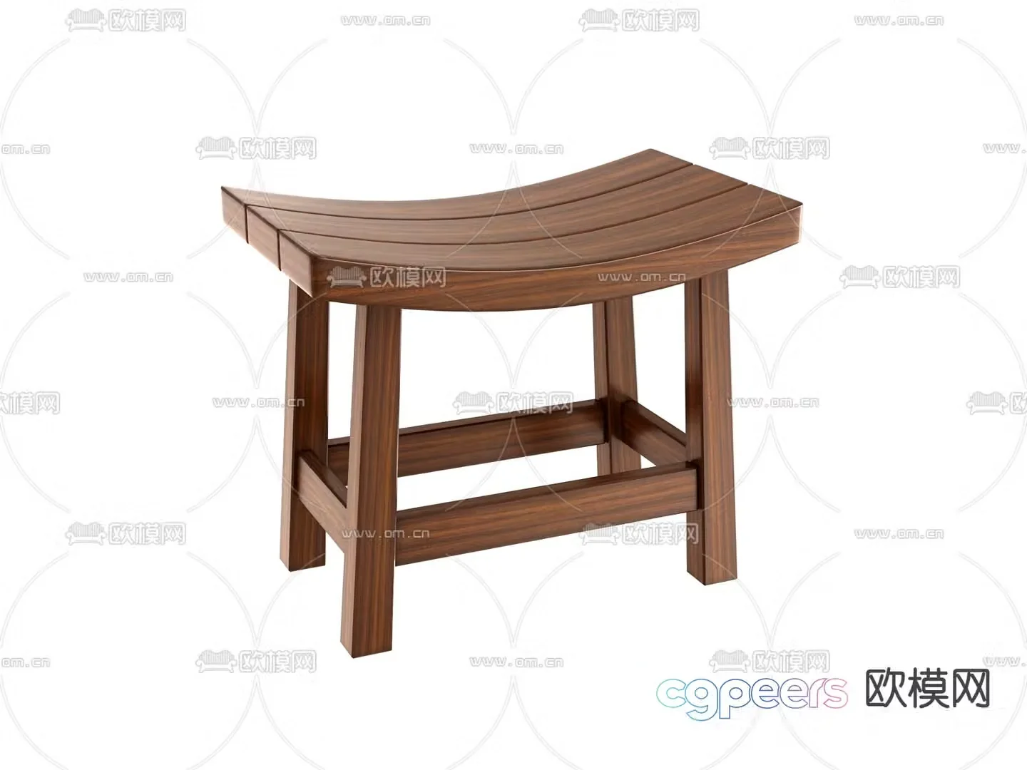 solid wood stool low stool wooden stool 3d model