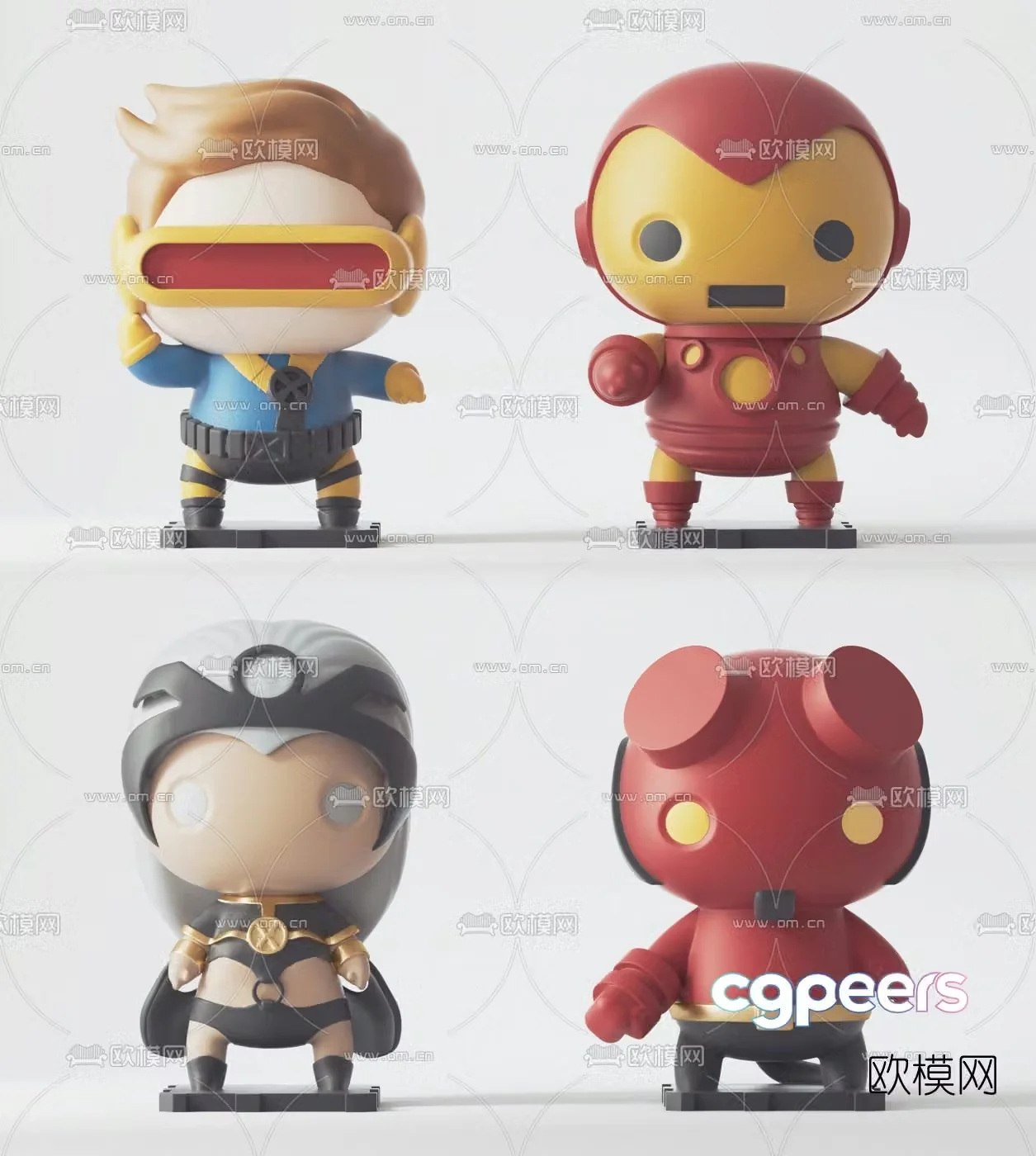 Modern Q version Marvel character toy 3D model