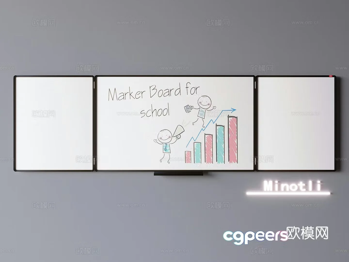 Office whiteboard message board Display board Mobile whiteboard Magnetic writing board sticky notes Conference whiteboard 3D model