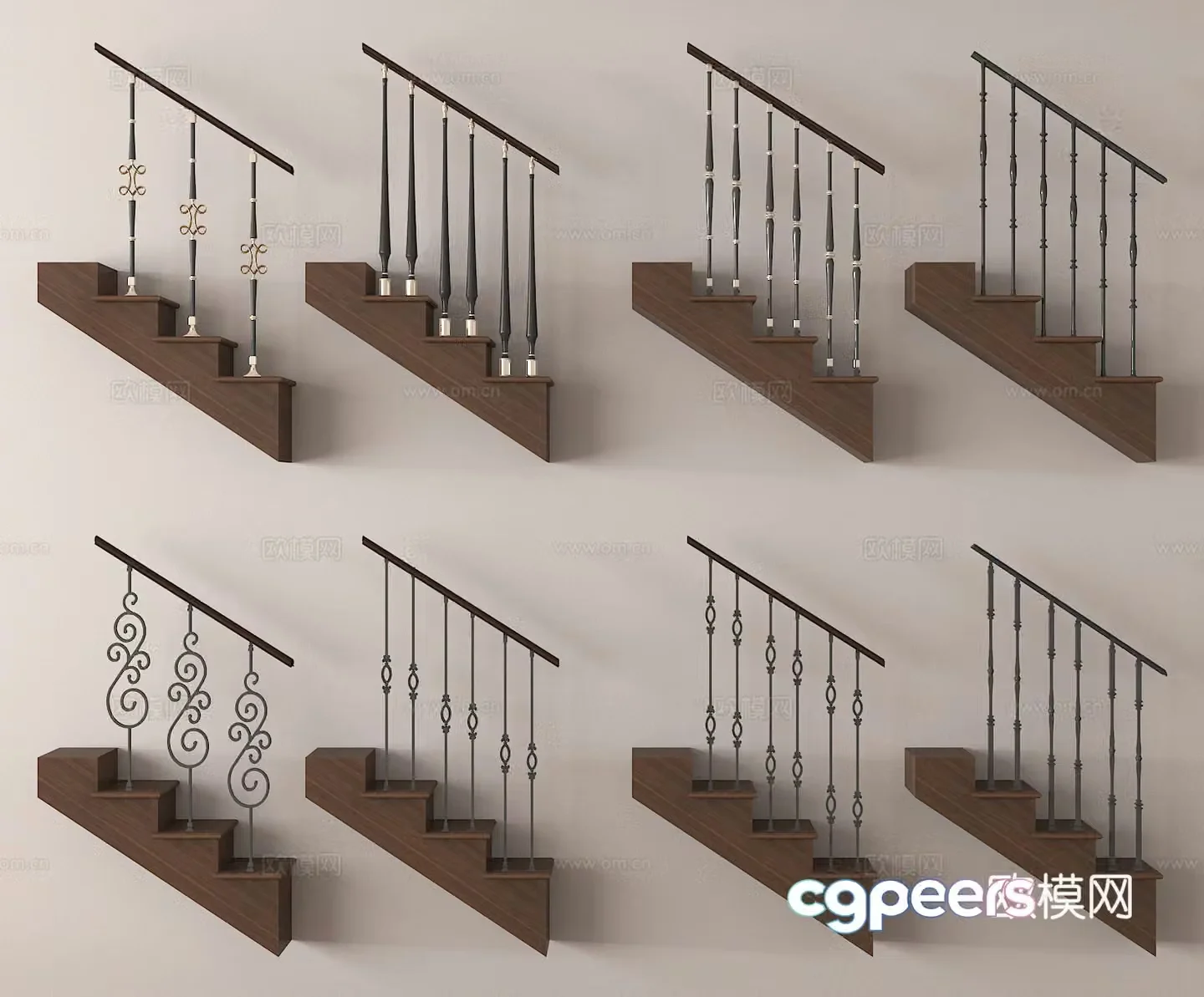 Stair guardrail Stair handrail Stair railing 3d model