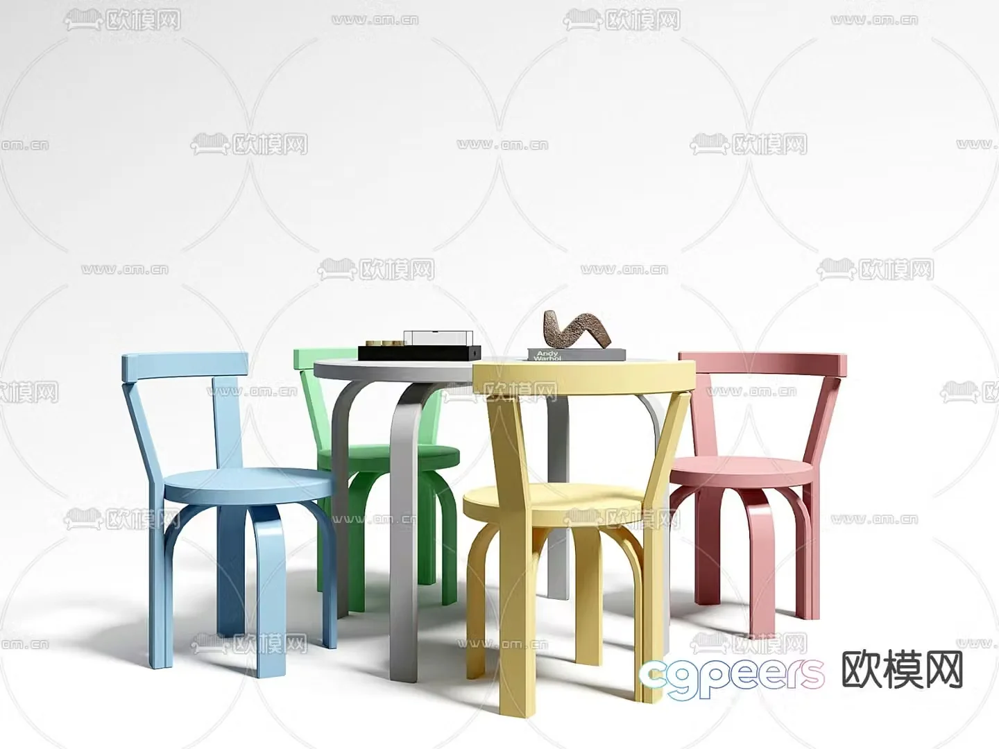 Modern children’s table and chair 3d model