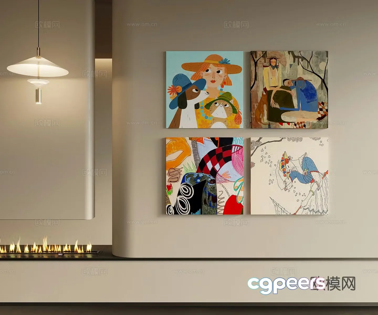Hanging paintings Modern decorative paintings Hanging paintings Abstract paintings 3d model