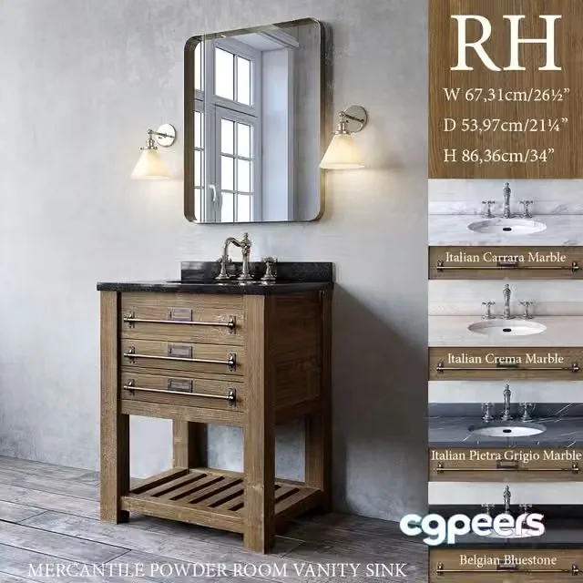 3ds Max Free – MERCANTILE POWDER ROOM VANITY SINK