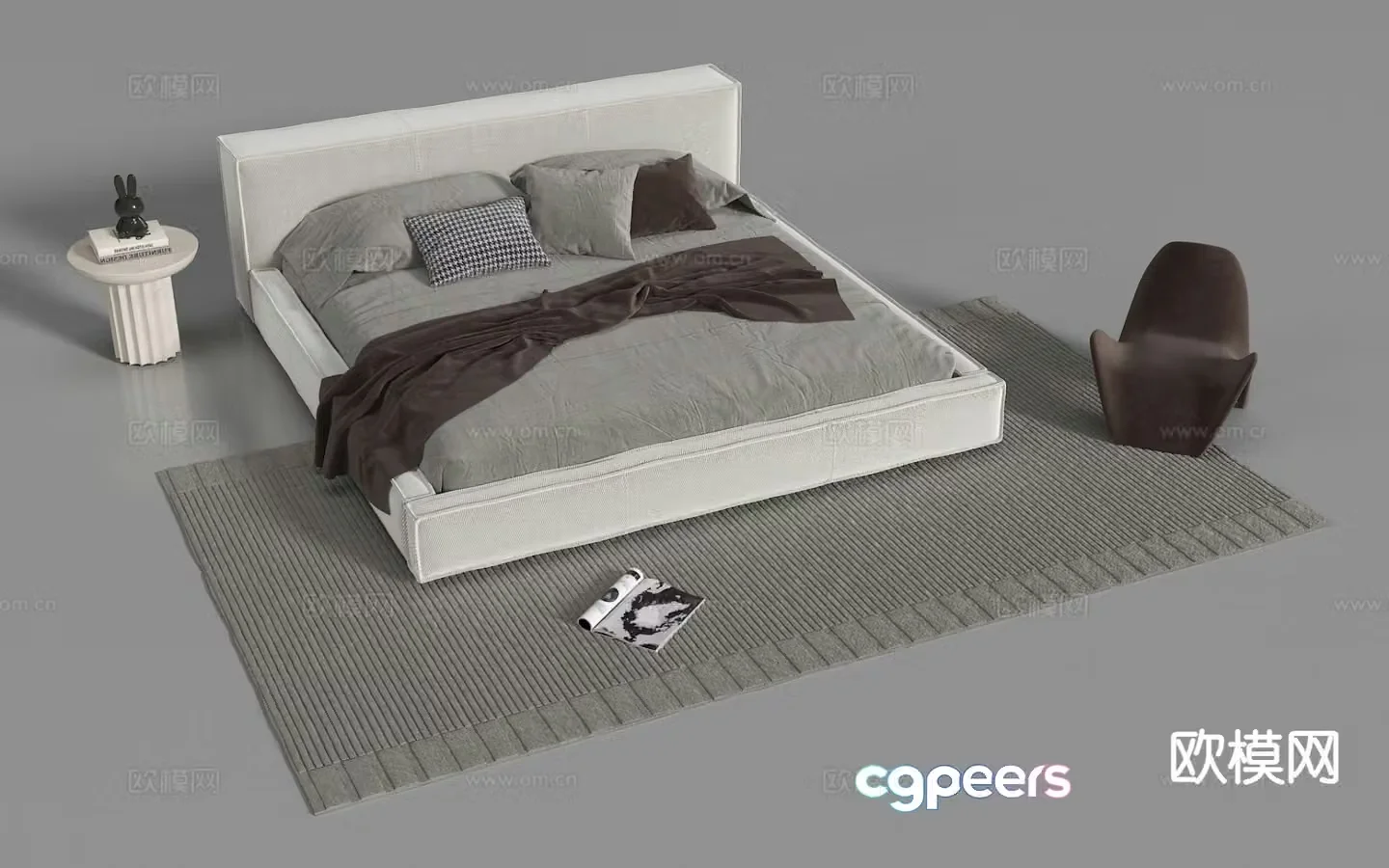Modern double bed 3d model