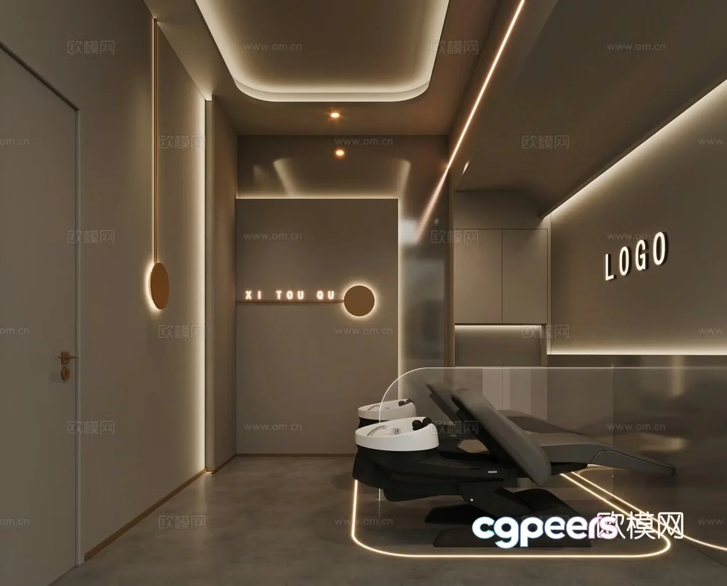 Modern barber shop 3d model