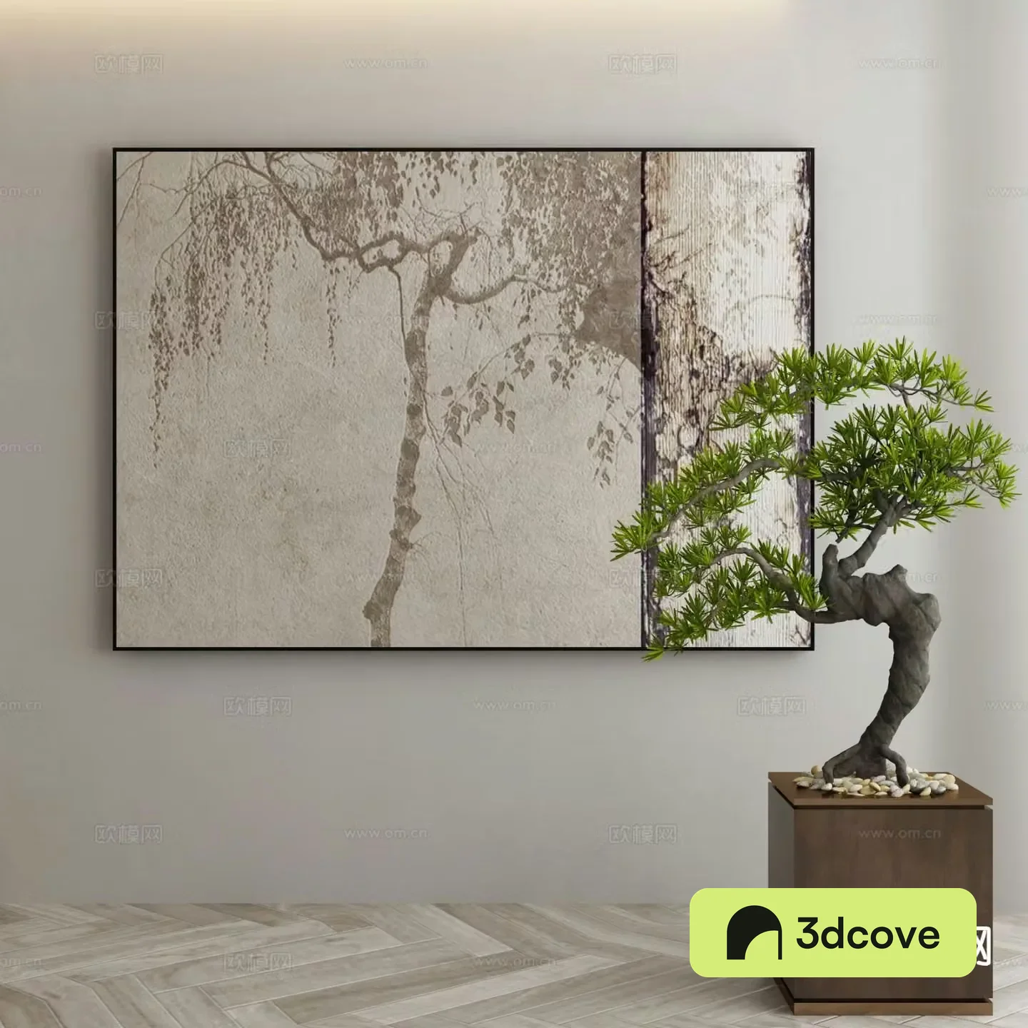 Wabi-sabi decorative painting tree shadow hanging painting
