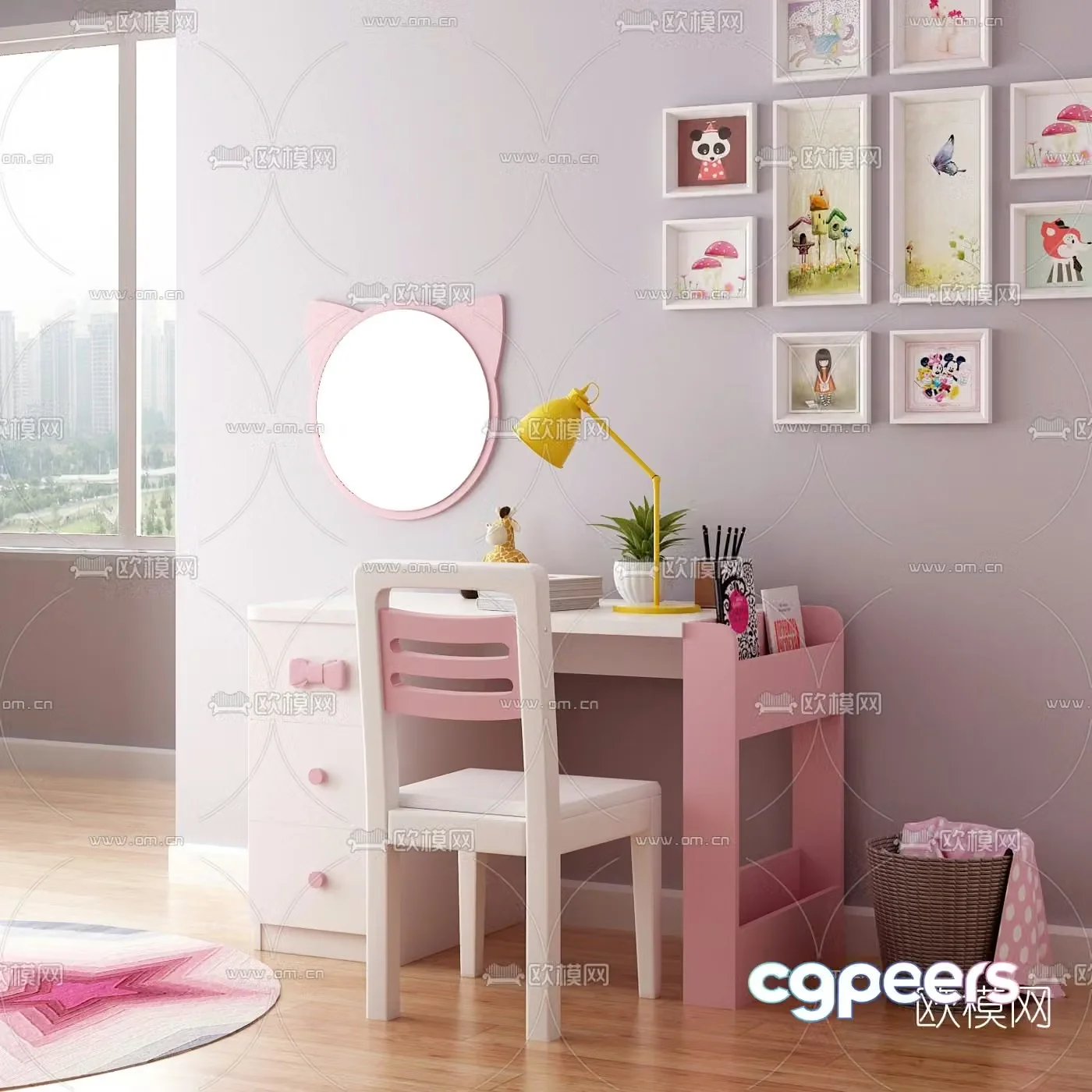 Modern children’s desk chair 3d model