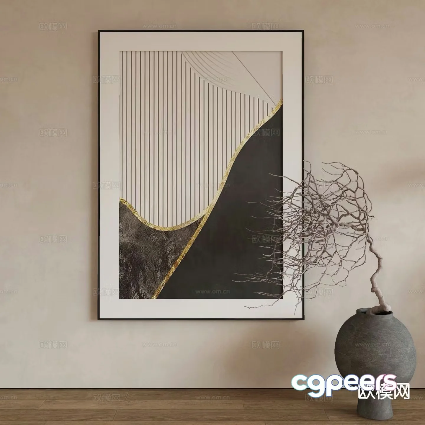 Modern texture painting decorative painting 3d model