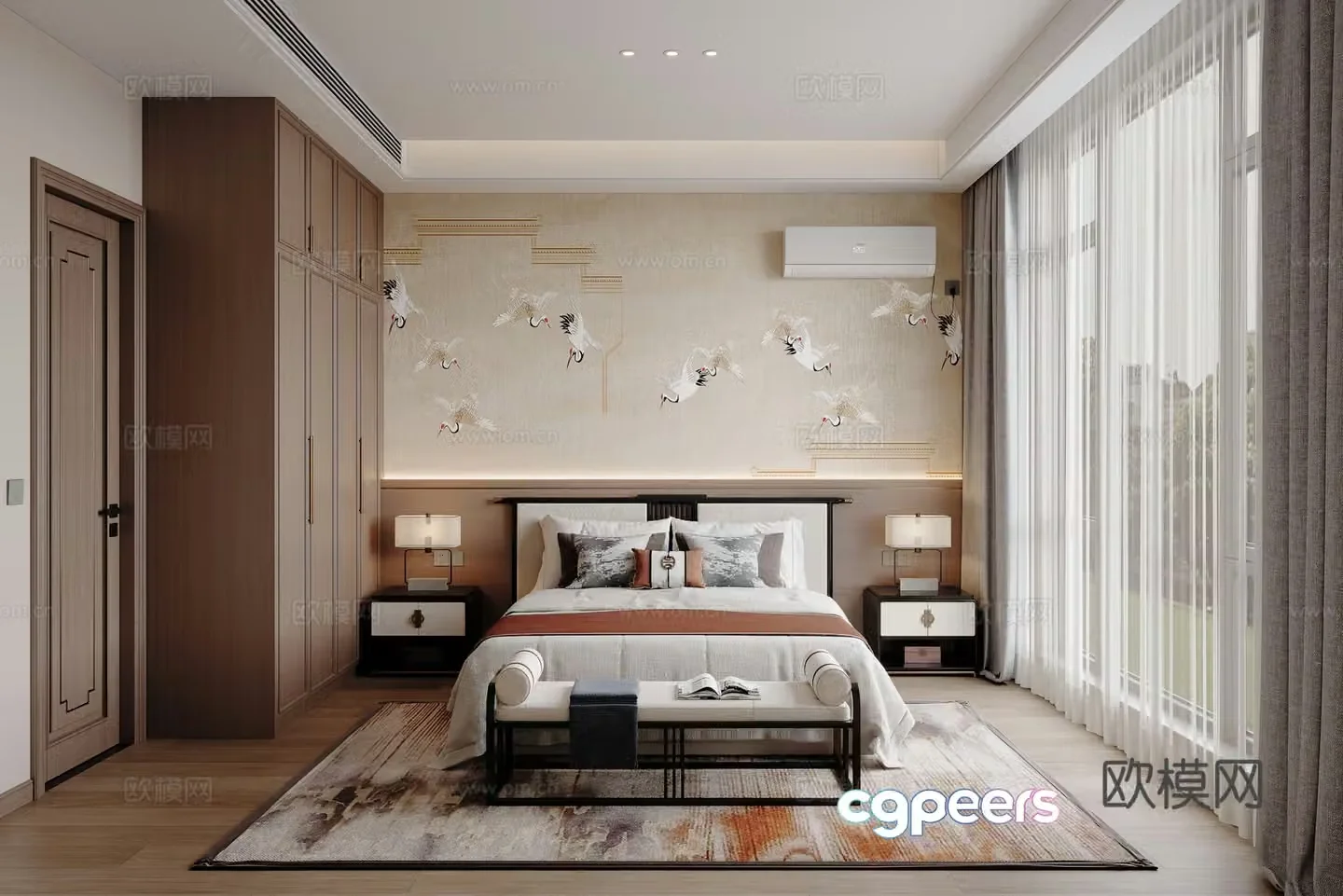 New Chinese bedroom 3D model