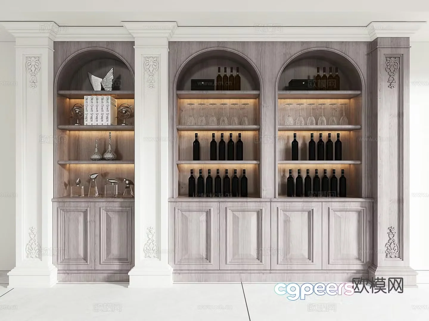 American wine cabinet 3d model