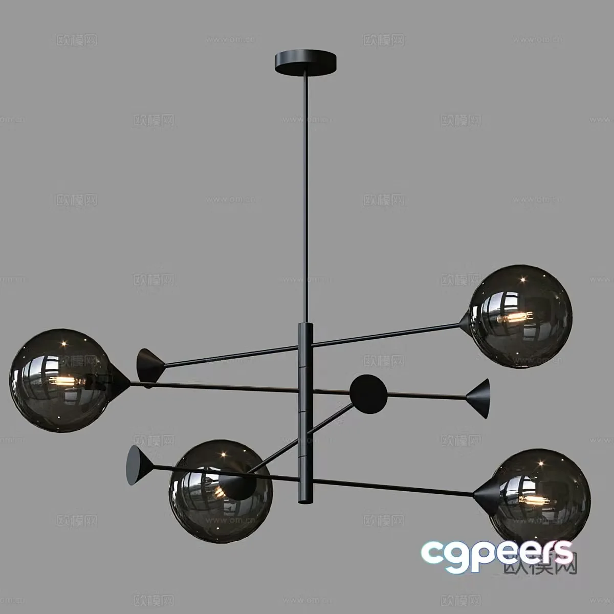 Modern Italian Niqel Chandelier 3D Model